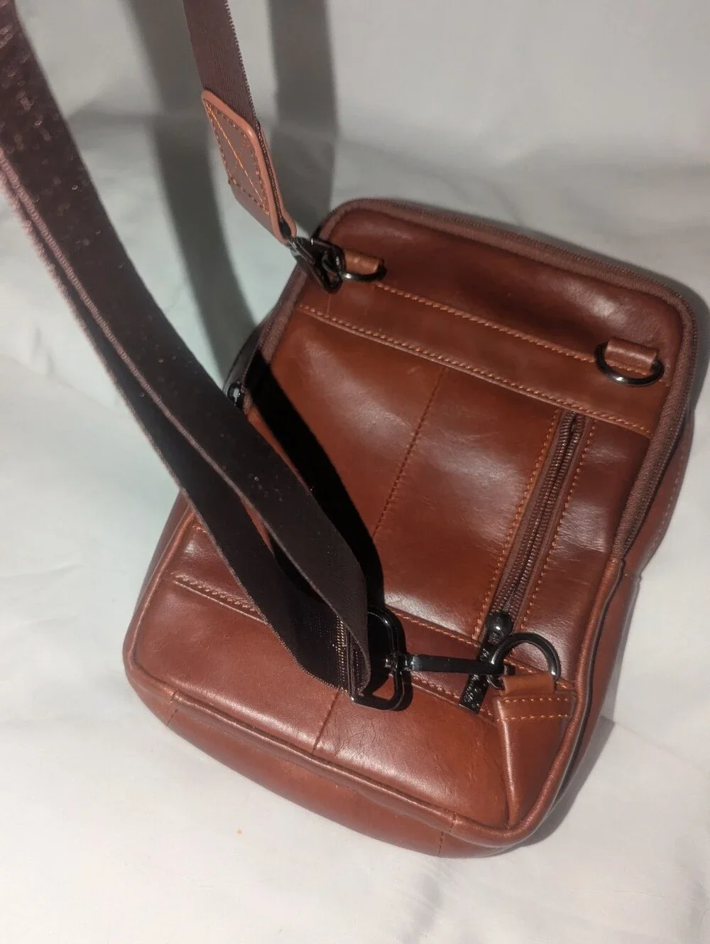 Xiao Duo Li Leather Crossbody Bag for Men - Brown